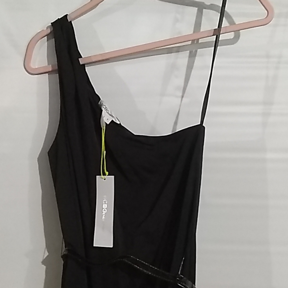 BCBGeneration Black One Shoulder Dress Size 4 NWT - Picture 2 of 8